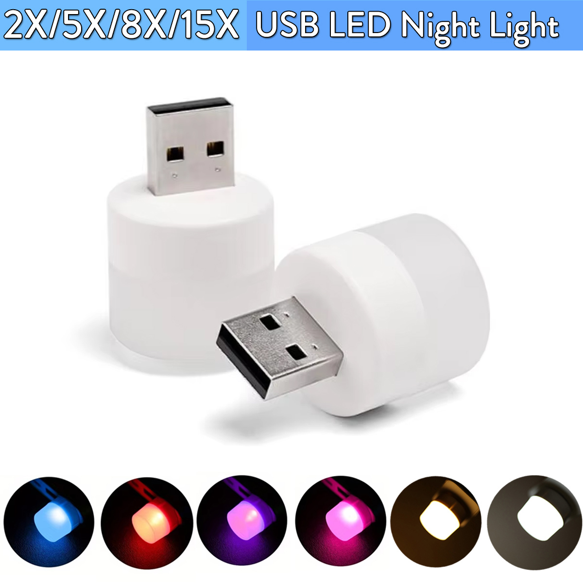 5 Pcs Colorful Mini USB Night Light Eye Protection Book Reading Light USB Plug Computer Mobile Power Charging LED Night Lamp dr. eyemo