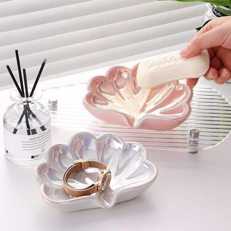 Creative Shell Soap Box Non Perforated Wall Mounted Drain Soap Box Dormitory Home Soap Storage Rack