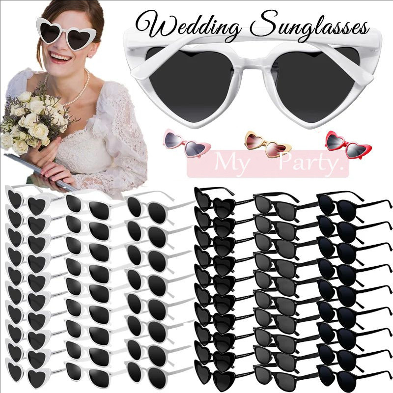 1Pc Heart Shaped Sunglasses Wedding Bridal Shower Decor Supplies Bride Bridesmaid Glasses Bachelorette Party