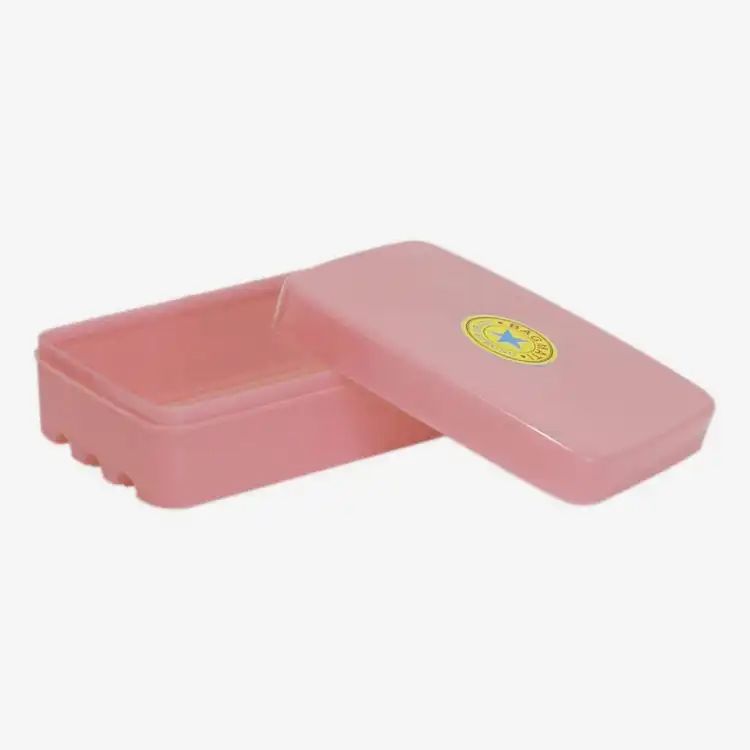 Baagmati Pink Plastic Soap Dish | Pink Plastic Material Durable Break Resistant Square Soap Box With Cover