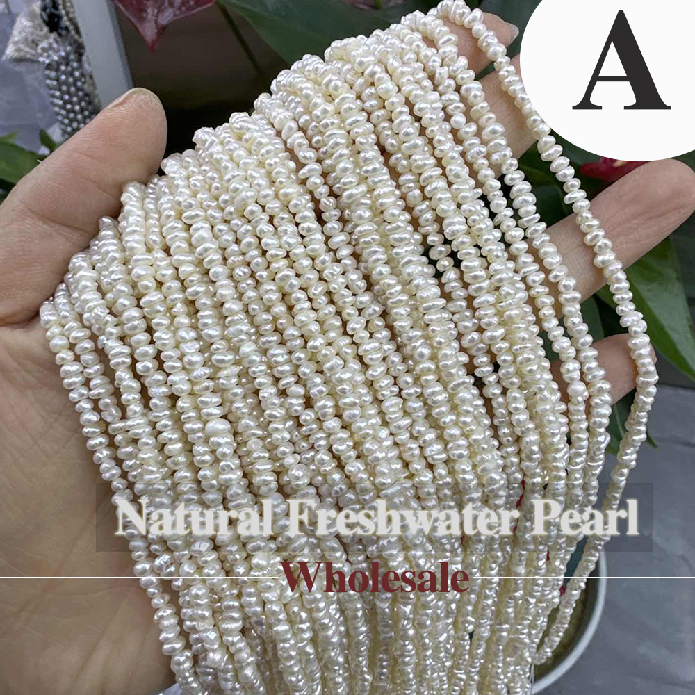 3-3.5mm Natural Freshwater Pearl Bead Four Sided Light Pearl Loose Spacer Bead for Making DIY Jewelry Women Necklace Bracelet
