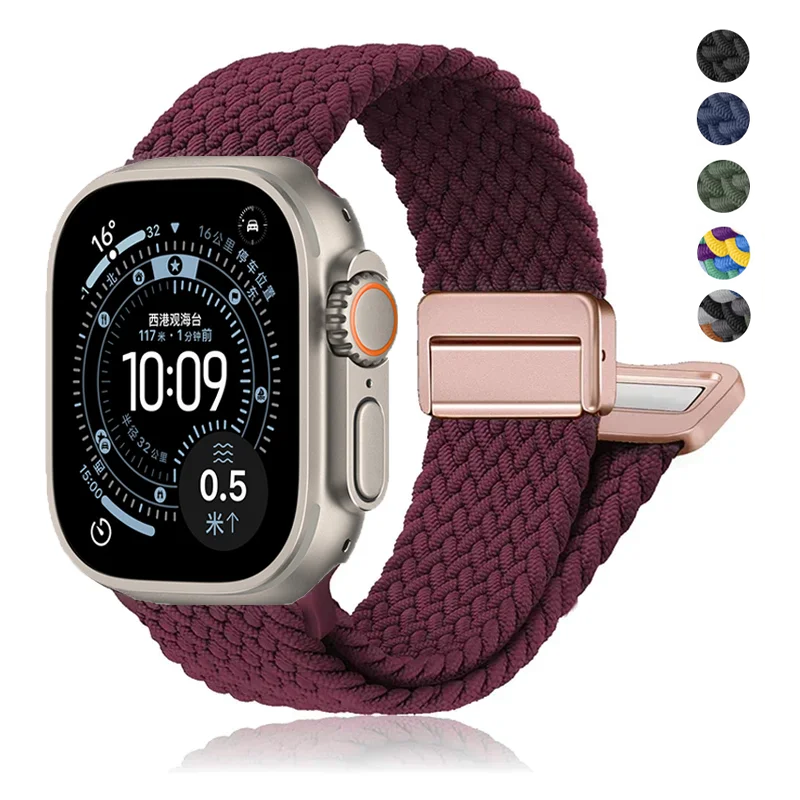Breathable Nylon Braided for Watch Series 11 10 9 8 7 6 5 Ultra 2 3 Stretchy Bracelet Band 49mm 46mm 45mm 44mm 42mm 41mm