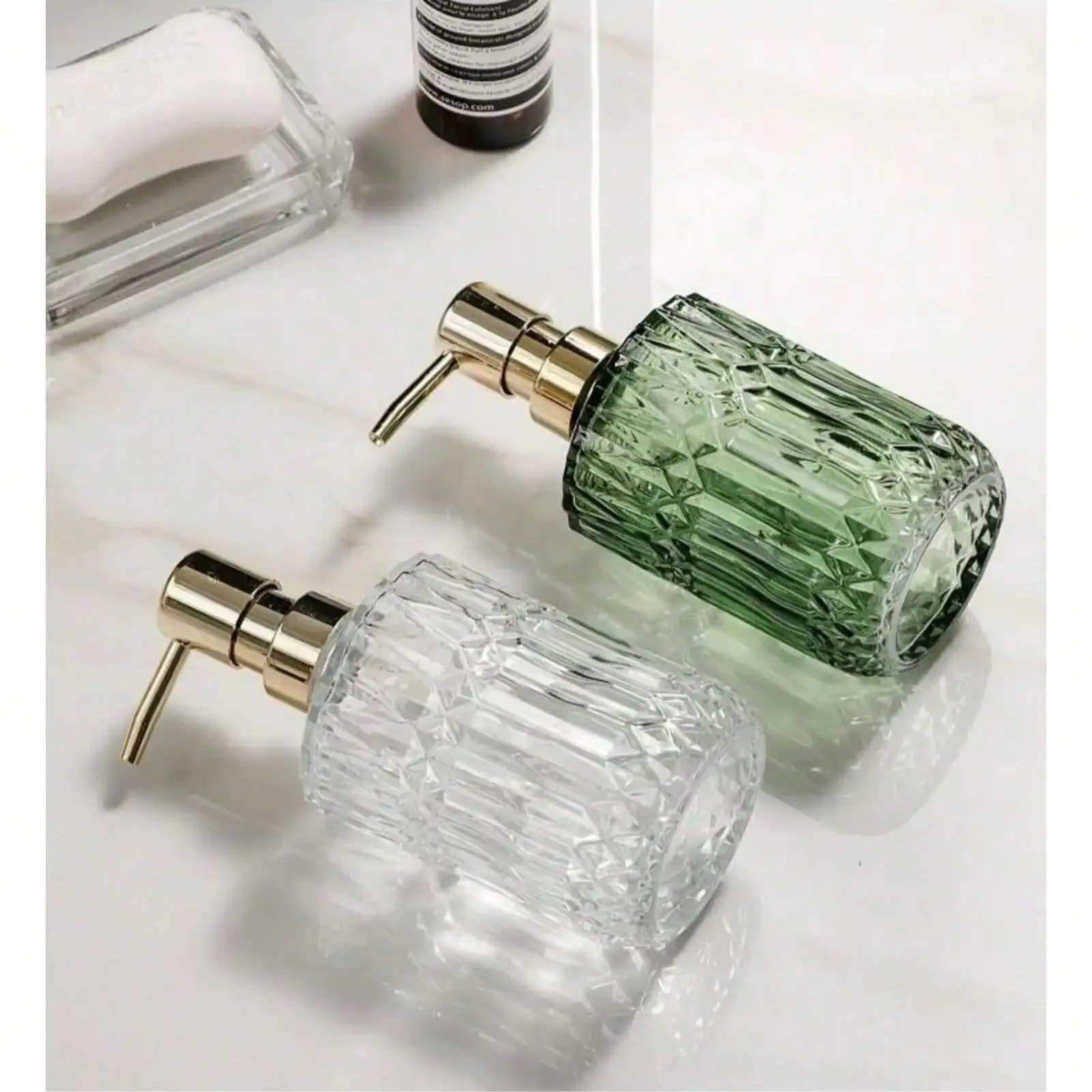 400ML High Quality Large Manual Soap Dispenser Clear Glass Hand Sanitizer Bottle Containers Press Empty Bottles Bathroom