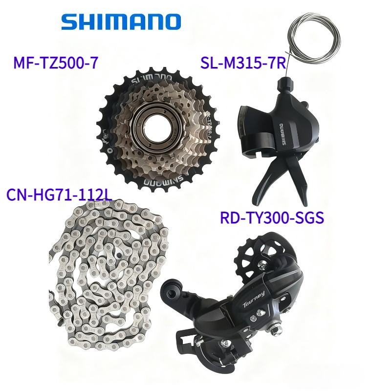 SHIMANO Tourney 7 Speed Groupset Include M315 Shifter TY300 Rear Derailleur HG200 TZ500 Cassette Sprocket 28T 34T HG71 Chain