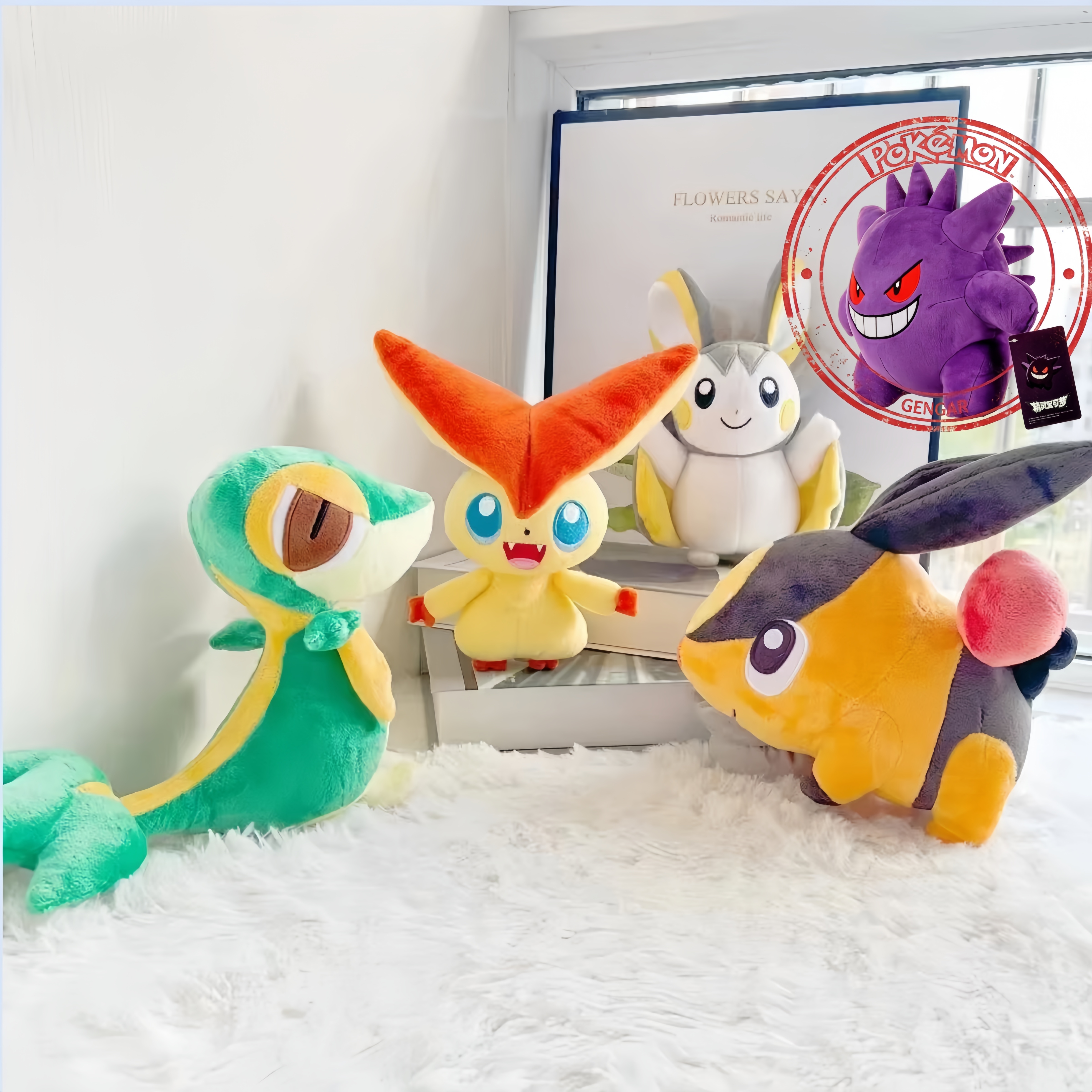 Pikachu Peluche Gengar Pokemon Plush Toys Victini Tepig Deerling Oshawott Emolga Stuffed Zapdos Cubone Jirachi Doll Kid