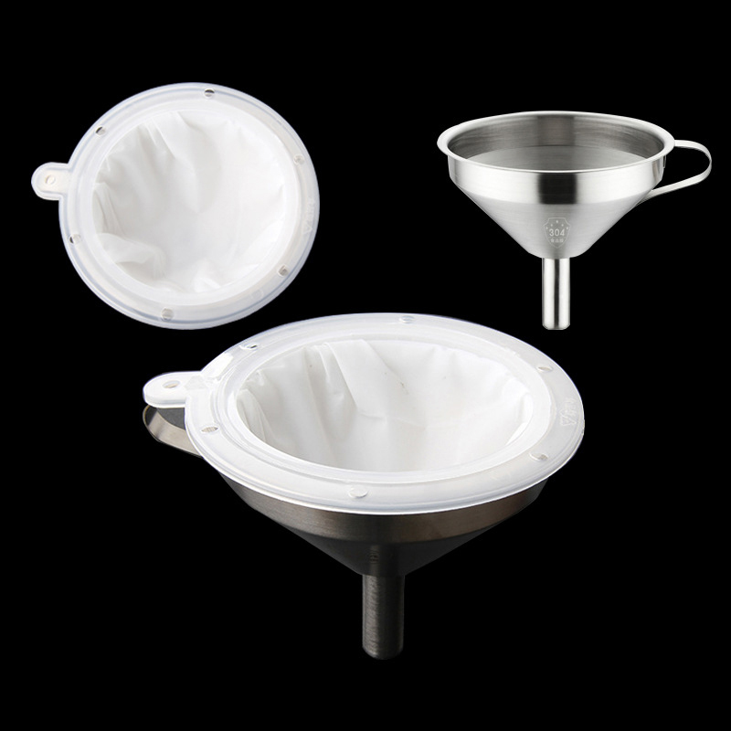 1pc Stainless Steel Funnel Filter Screen Food Grade PP Nylon Mesh Soybean Milk Boiling Water Oil Filter