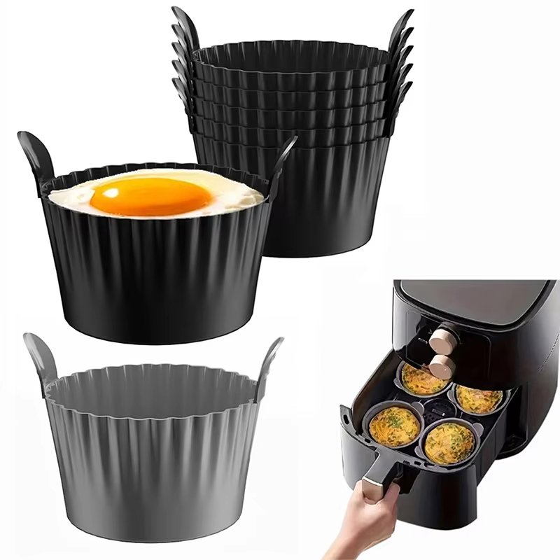 1/4PCS Silicone Cupcake Molds Non-Stick Heat Resistant Baking Cups For Air Fryer Ovens Air Fryer Silicone Basket Egg Poacher