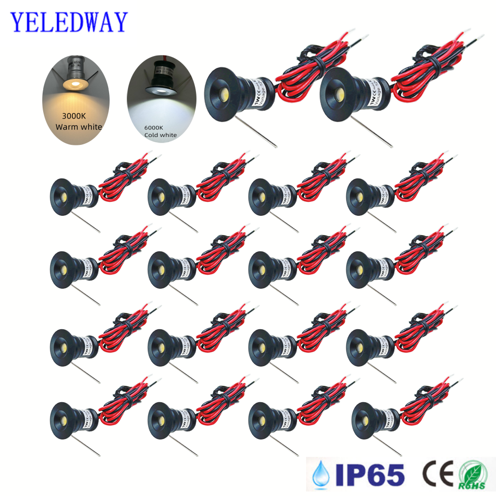 1W Mini LED Downlights 12V IP65 Stairs Spot Lamp Jewelry Cabinet Lights AC110V-220V Recessed Ceiling Spotlight with Driver