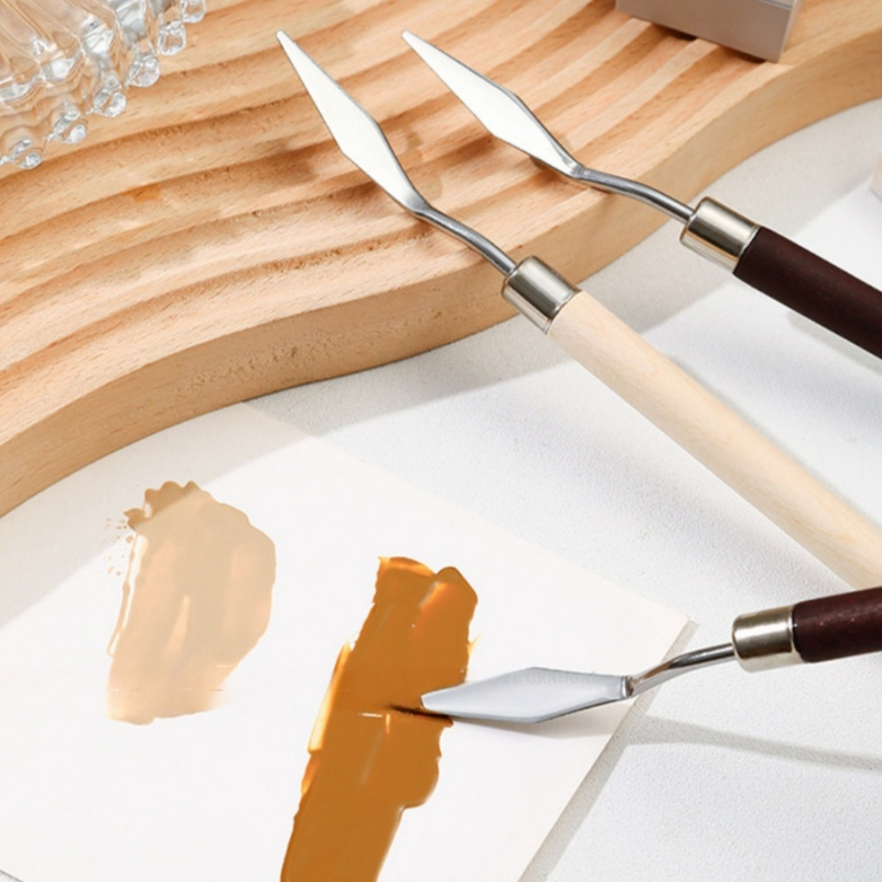 1Nail Art Glue Mixing Stick Natural Wood Stainless Steel Nail Polish Glue Mixing Tool Painting Pigment Color Mixing Spoon