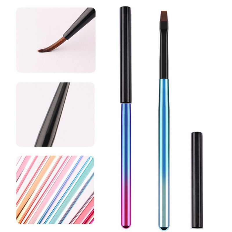 1/6PCS Colorful Nail Brush UV Gel Brush For Nails Liner Brush Petal Flat Oval Universal Ombre Painting Pen For Nail Art Tools