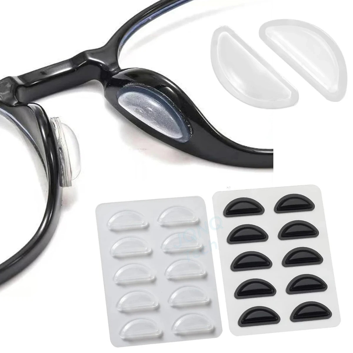 Premium Silicone Anti-Slip Nose Pads for Glasses, 3D D-Shape Adhesive Nose Grips, Stops Slipping, Comfort Fit, 2/5 Pairs