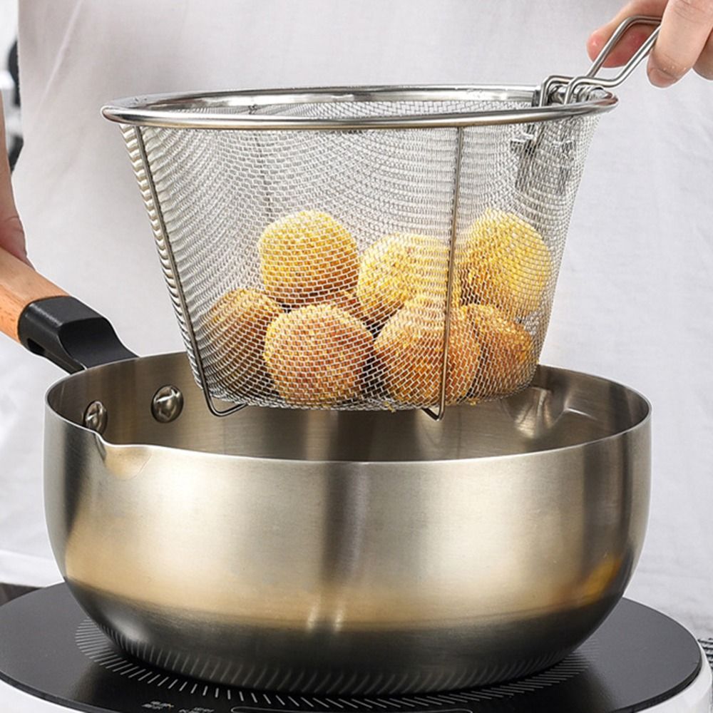 Home Restaurant Stainless Steel French Fries Mesh Net with Handle Food Colander Cooking Tools Fry Basket Filter