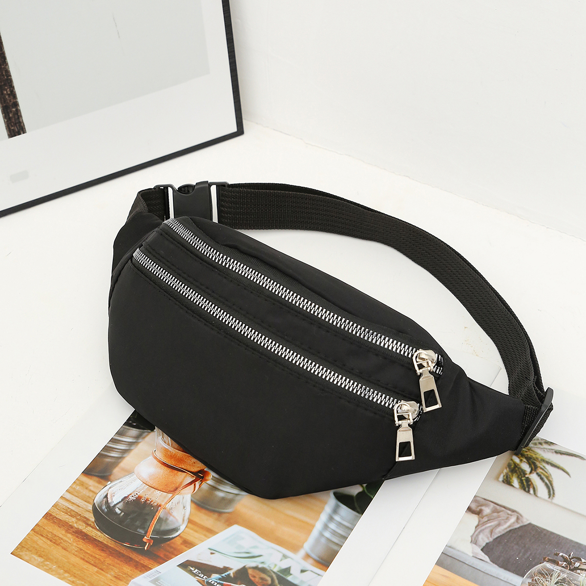 1 Pc Minimalist Multiple Pockets Nylon Waist Bag - Lightweight Bum Bag Crossbody Bag For Women Men For Sports/Daily Use