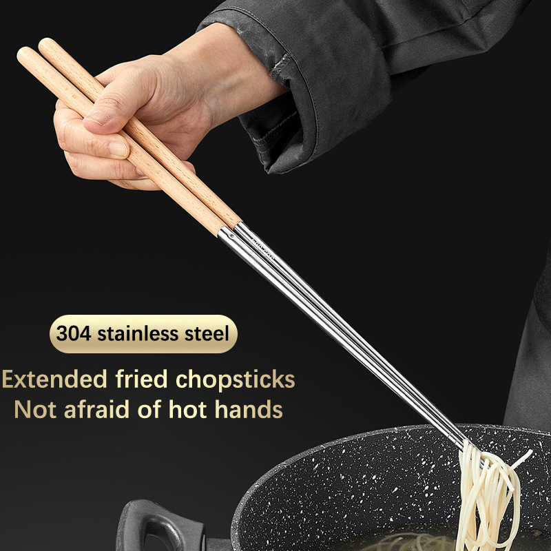 304 Stainless Steel Extra Long 15.75inch 40cm Hot Pot Chopsticks Cooking Frying Noodle Chopsticks Deep Fried Kitchen Tools