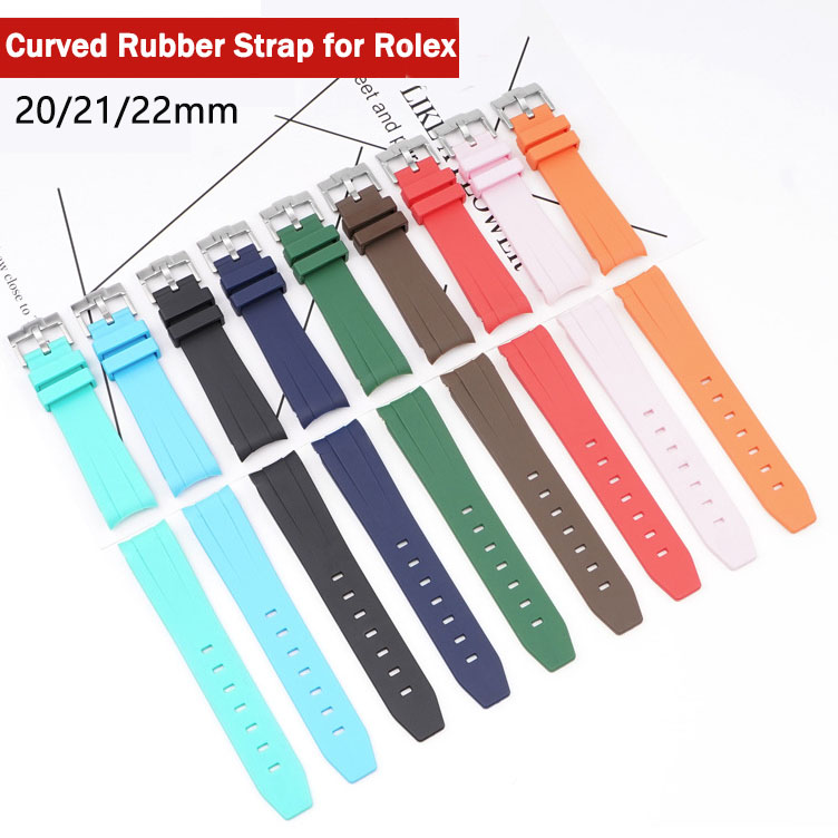 20mm 21mm 22mm Curved End Silicone Strap for for Men Women Quality Replace Wrist Band Watch Accessories