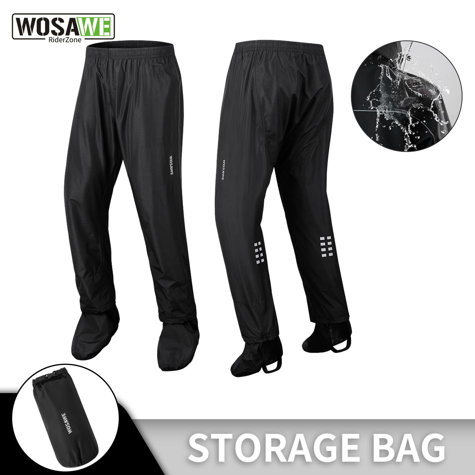 WOSAWE Cycling Rain Pants Mtb Bike Riding Mountain Long Pants Quick Drying Waterproof Men Bicycle Pants