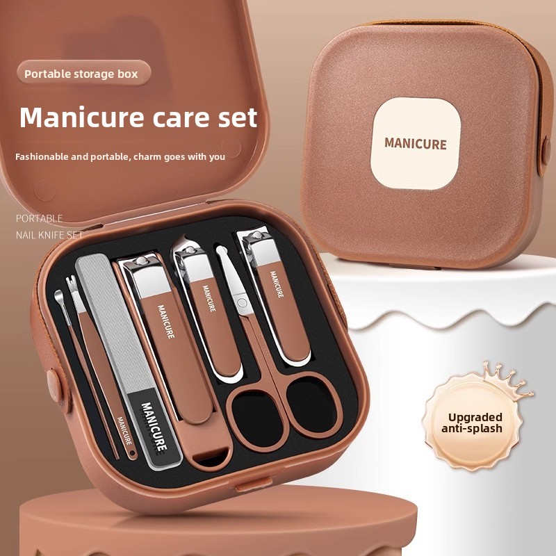 Anti splash nail clipper tote box set, portable nail clipper set for home use, nail clipper set, female nail clipper, ear scoop
