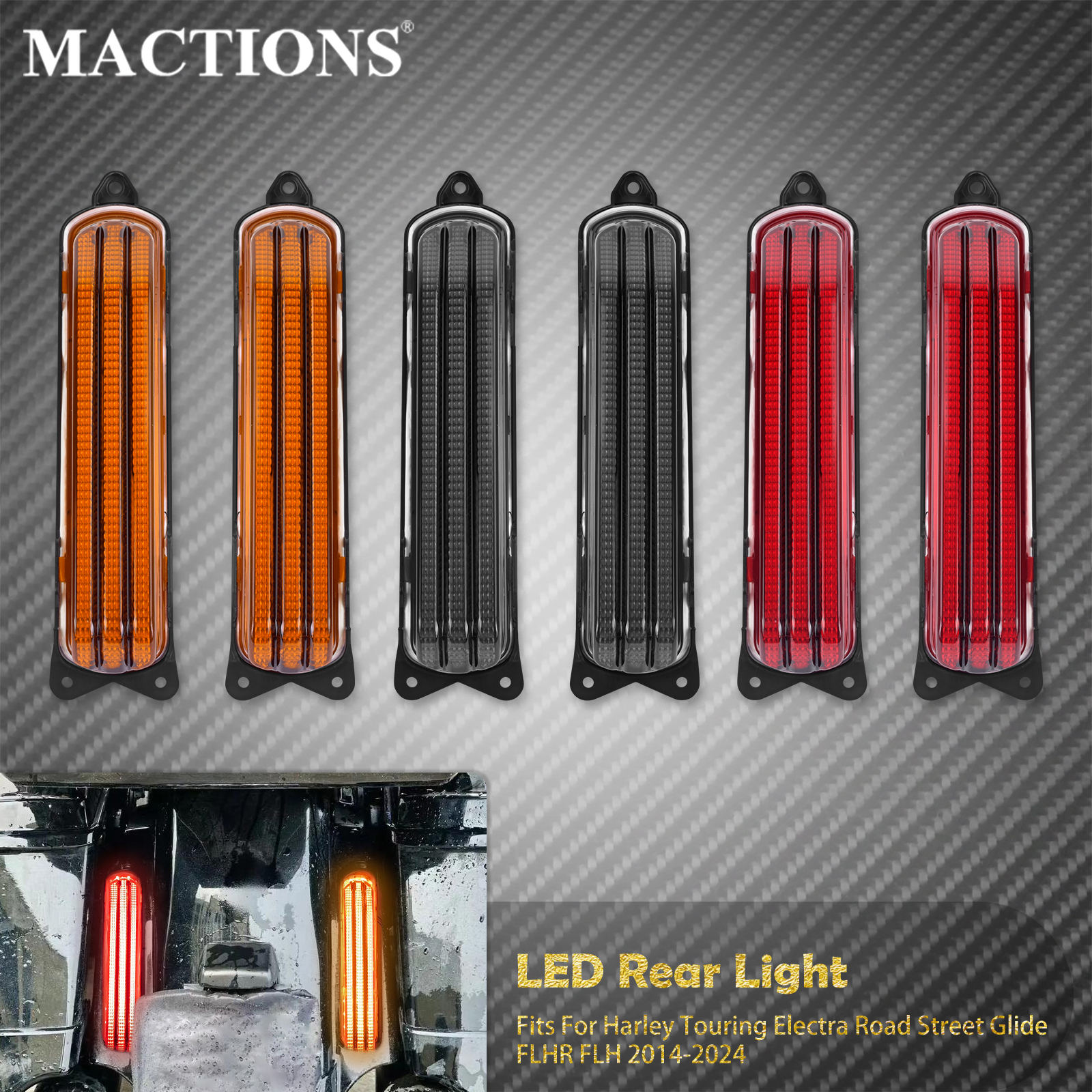Motorcycle LED Rear Fender Extension Fascia Brake Turn Signal Tail Light Lamp For Harley Touring 2014-Up CVO Street Road Glide