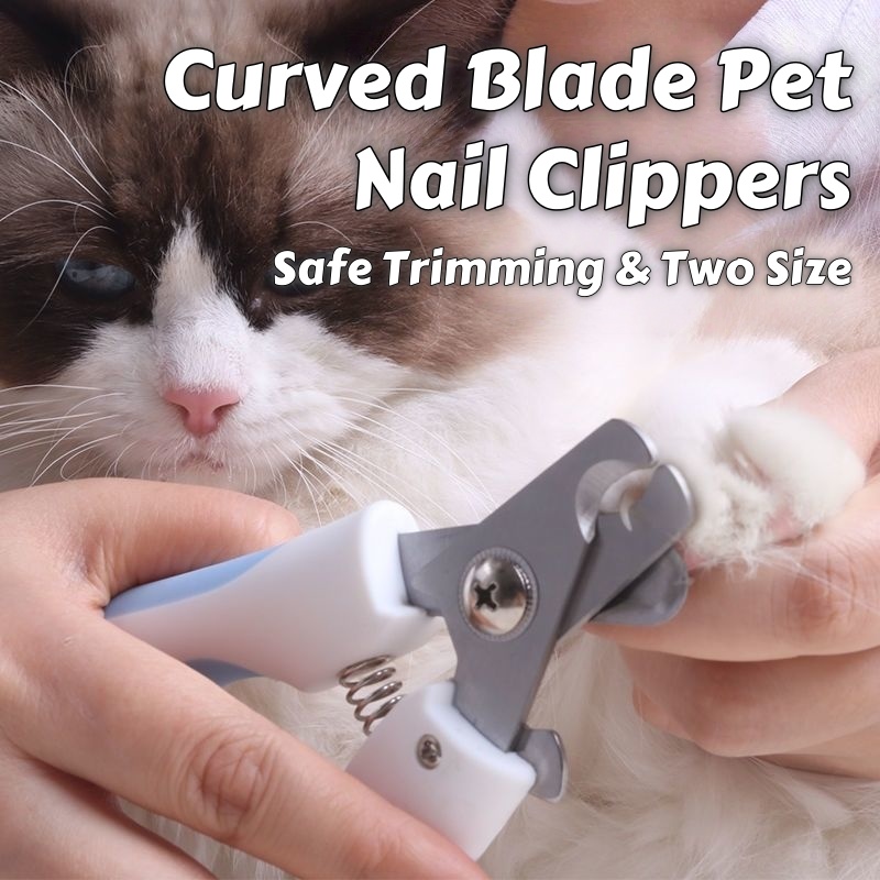 Curved Blade Pet Nail Clippers - Large & Small Sizes with Comfort-Grip Handle, Safe Trimming Tool for Big Dogs and Cats Grooming