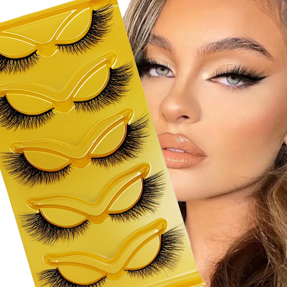 HOT 7 Pairs Cat Eye Lashes, Eye End Lengthening , Slender Curling Fluffy False Eyelashes