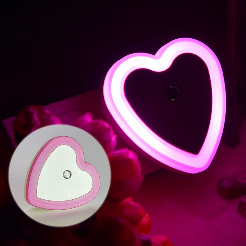 LED Night Lights Wireless Light Control Sensor Mini Heart-shaped EU US Plug Night Light Living Room Bedroom Bedside Lamp