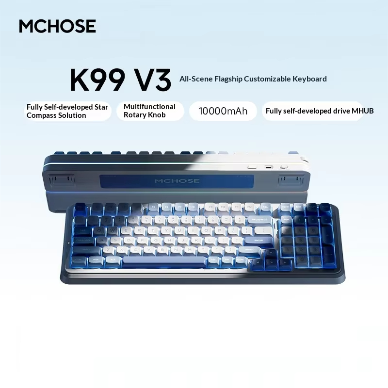 MCHOSE K99 V3 Mechanical Keyboard Tri-Mode Wireless ARGB Control Knob 10000mAh Dual 8K 0.125ms Hot-Swappable Custom Game Keyboa