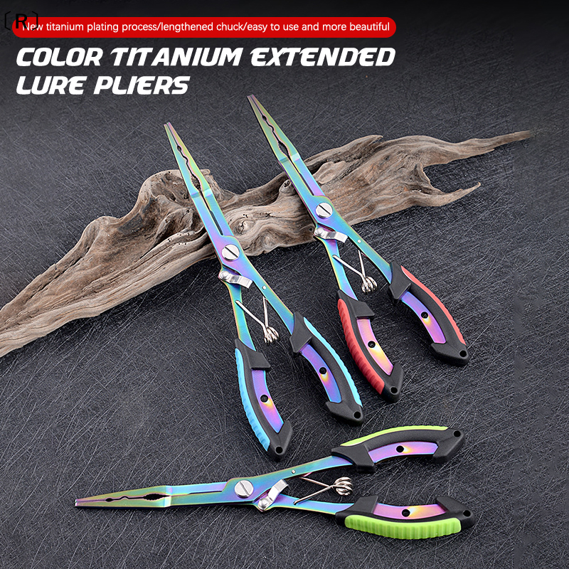 〔R〕Multifunctional Straight Nose Fishing Pliers Stainless Steel Color Titanium Open Ring Long Pliers For Fish Control Hook pen gpt