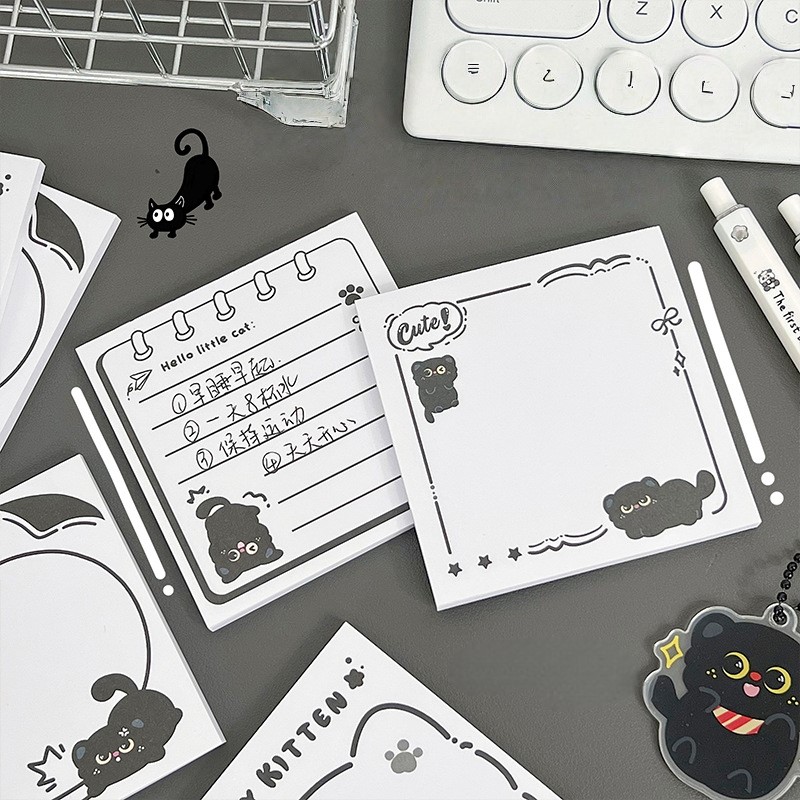 50 Sheets Kawaii Cat Non-Sticky Scrapbook Cute Cartoon Quadrate Memo Pad Message Book School Office Students Stationery Supplie