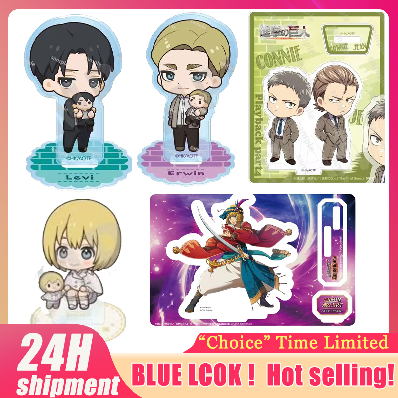 Attacking Giants Hug The Baby Ver. Levi Acrylic Stand Cute Armin White Suit Standing Plate Eren Figurine Acrylics Ornaments Toy