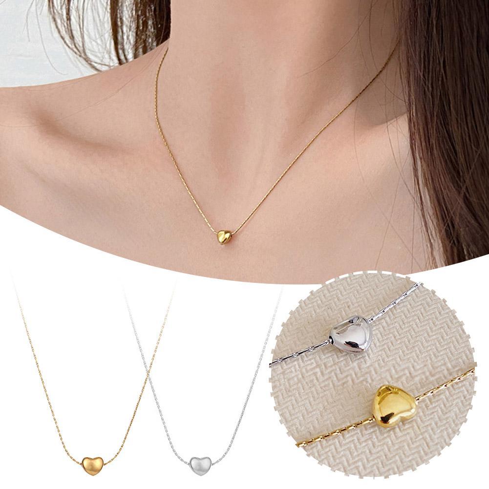 Heart Necklace Women Minimalist Collarbone Chain Ins Simple Cold Style Alloy Jewelry Elegant Pendant Trendy Necklace pen gpt