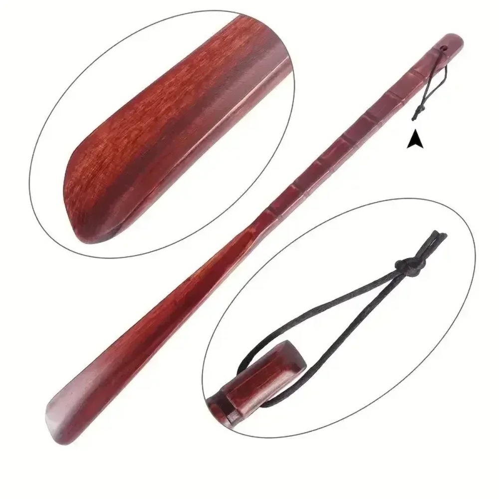 （Summer6）Professional Wooden Shoe Horn Flexible Long Handle Shoehorn Useful Shoe Lifter