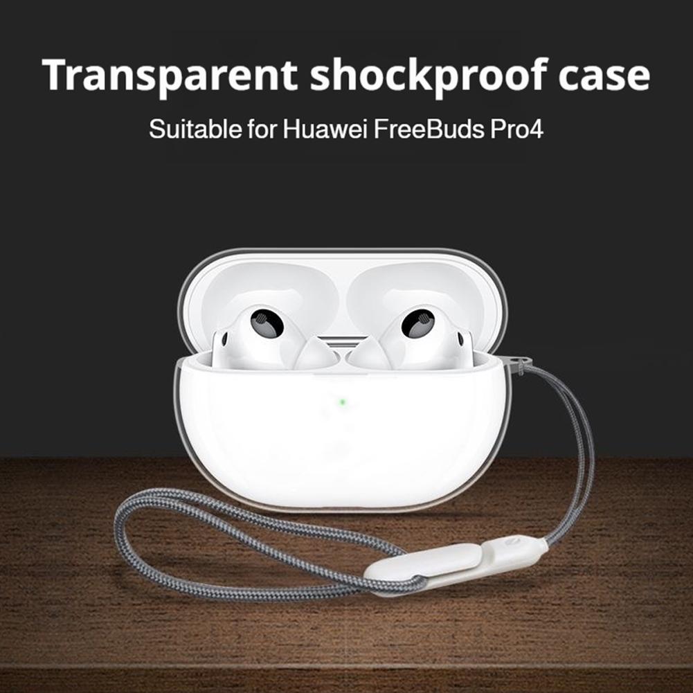 Transparent Crystal Wireless Bluetooth Earphone Case For FreeBuds Pro5 Case TPU Clear Box Cover With Hook