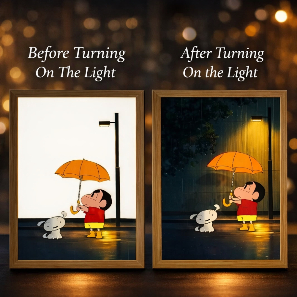 Crayon Shin-chan LED Light Painting -3 Colors Night Light, Bedside Decor for Kids Room, Anime , Healing Atmosphere Lamp