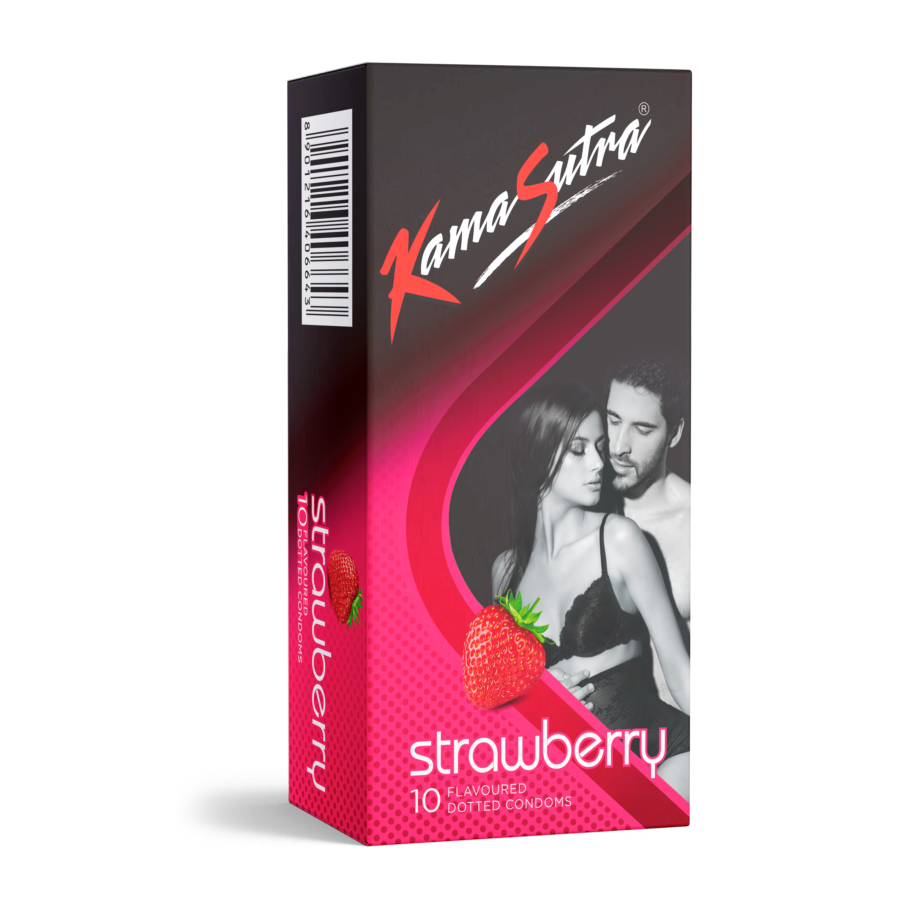Pack of 10 Kamasutra Strawberry Flavoured Condoms - image 1