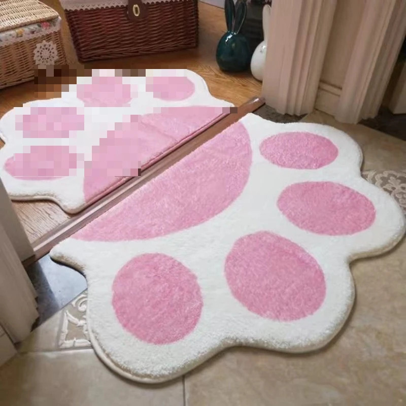 VIKAMA Cat Paw Design Creative Decorative Rug Soft And Comfortable Plush Children's Room Bath Mat Home Decoration
