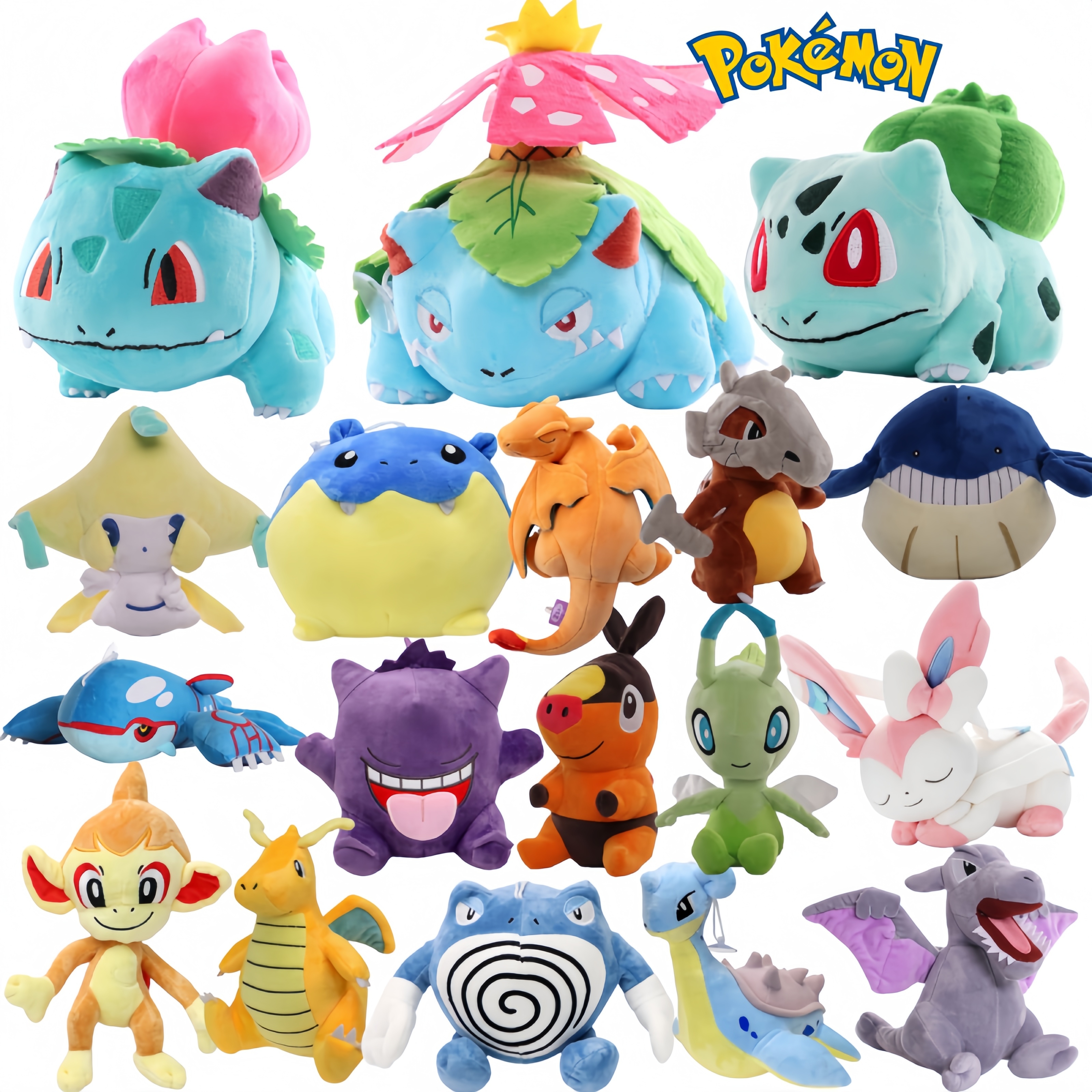 24cm Pokemon Gengar Plush Toy Soft Cute Cartoon Pikachu Stuffed Doll Birthday Peluche Pokemon Collection