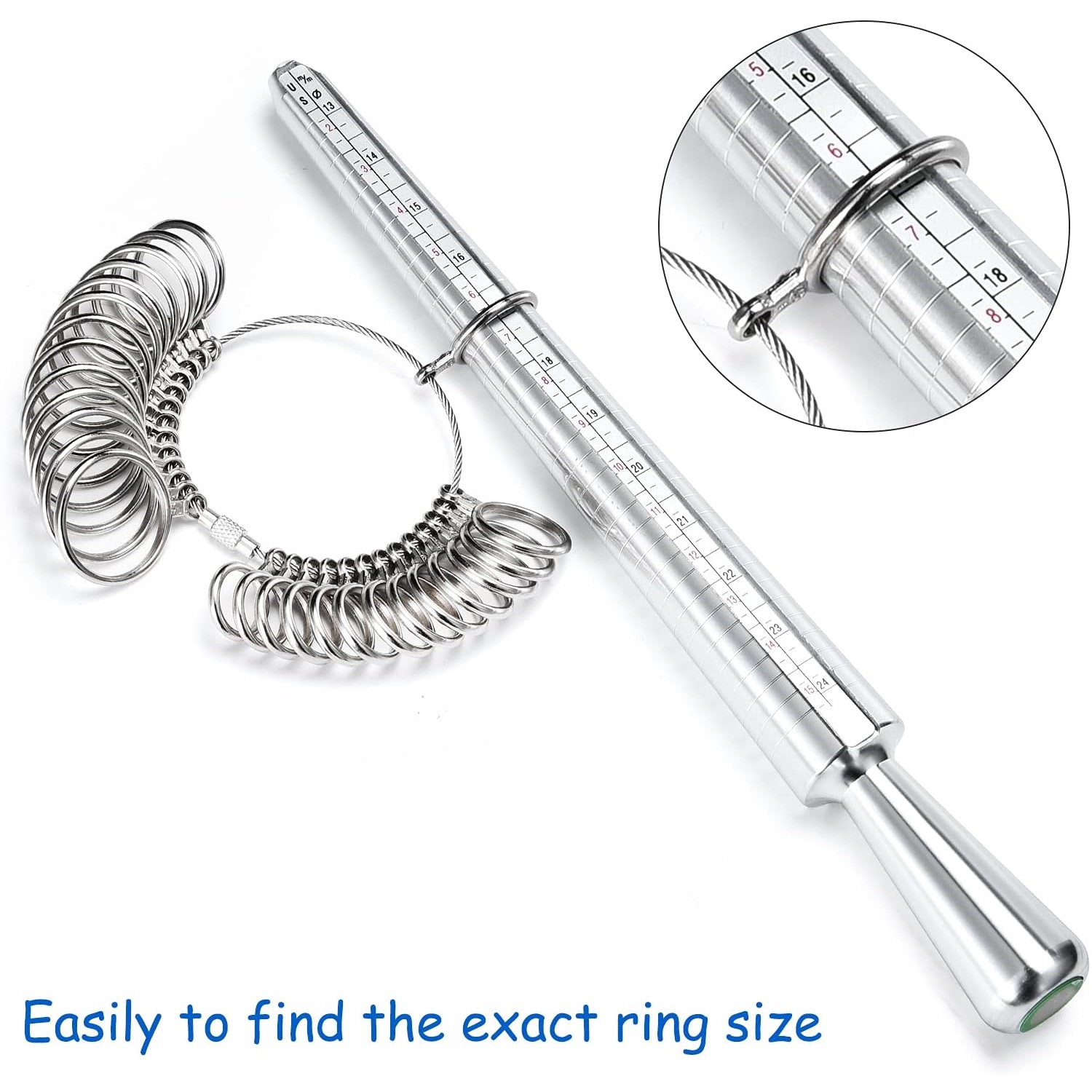 Metal UK Rings Size Measure Tool Mandrel and Finger Gauge Kit Men Women Sizes Steel A-Z UK Ring Sizer Jewellery Sizing Tools
