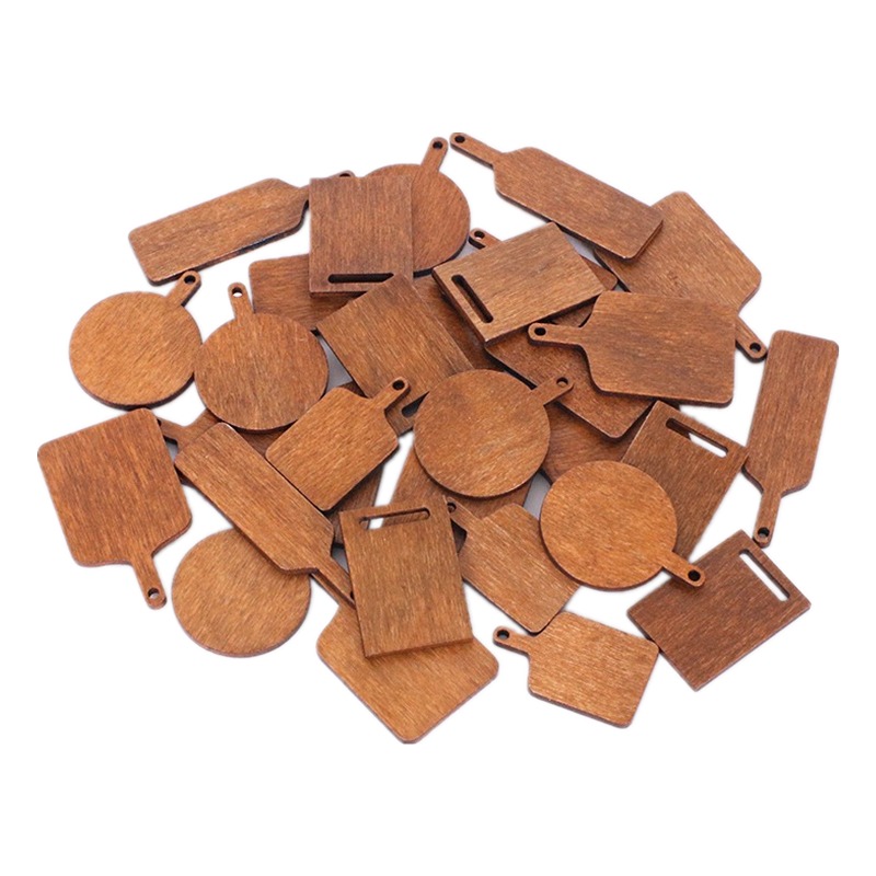 10pcs/lot Mini Wooden Cutting Board, Dollhouse Cutting Board Handle Wood Paddle for Scene Setting of Dollhouse Kitchen
