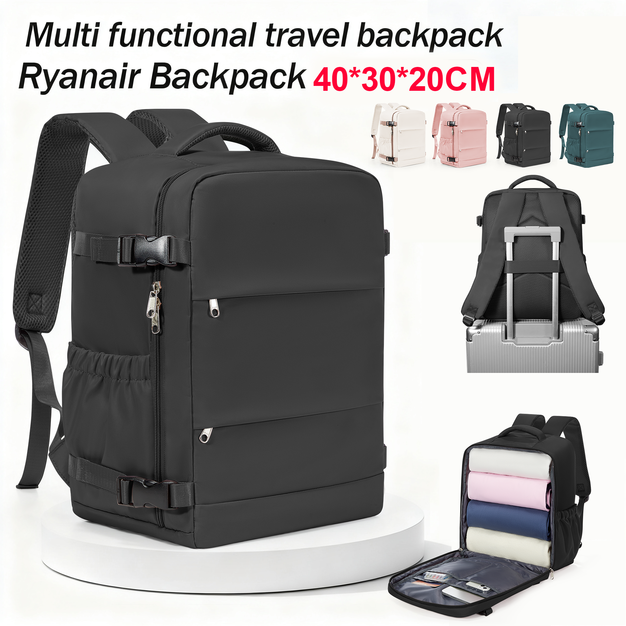 Ryanair 40x30x20 Travel Backpack Short Distance Business Travel Bag Wiz Air Cabin Bag 15.6" Laptop Bag, Leisure Couples Backpack