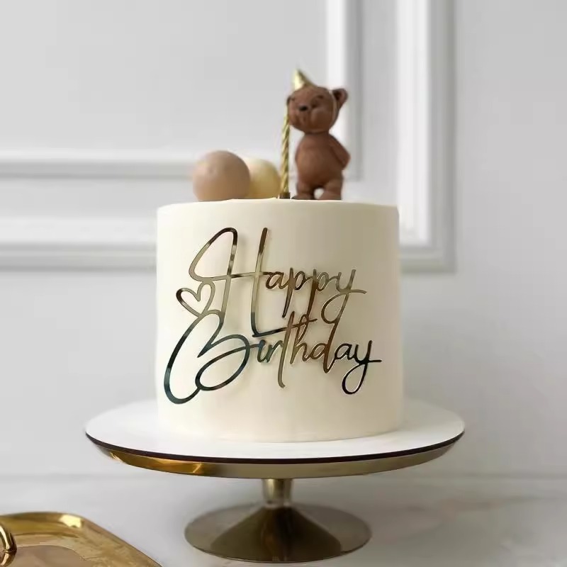 1/5 pcs Acrylic Cake Toppers Happy Birthday Cake Topper Gold Silver Acrylic for Birthday Party Boy Girl Baby Shower Decorations
