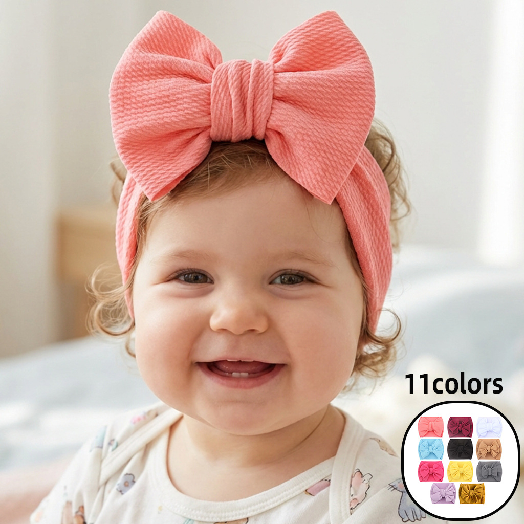 Cute Solid Color Flower New Baby Jacquard Headband Soft Thin Infant Hair Accessory Children's Headscarf