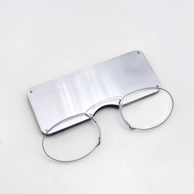 2024 Titanium Mini Reading Glasses Clip Nose Round Optical Glasses With Box Wallet Portable Prescription Eyewear Degree 1 To 3