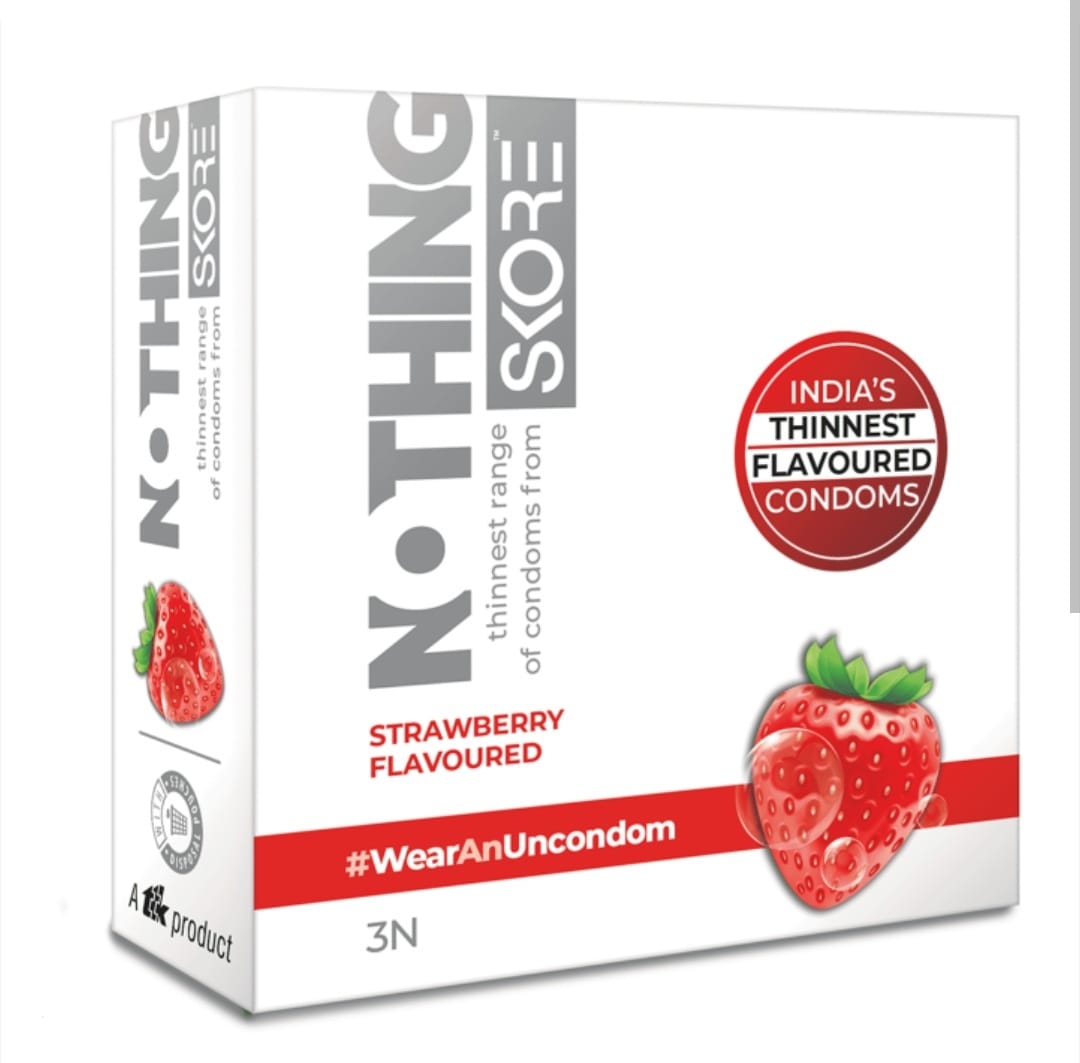 Skore Nothing Superthin Strawberry Flavoured 3N Condom For Men !!