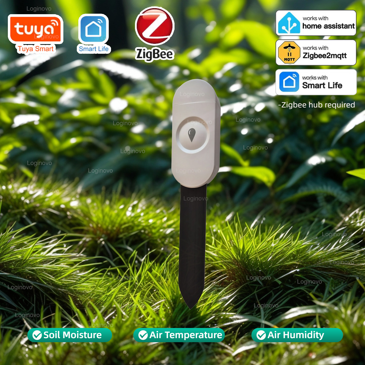 Zigbee Soil Moisture Sensor Tester Tuya Temperature Humidity Meter Thermo Hygrometer Home Automation Garden Irrigation Detector