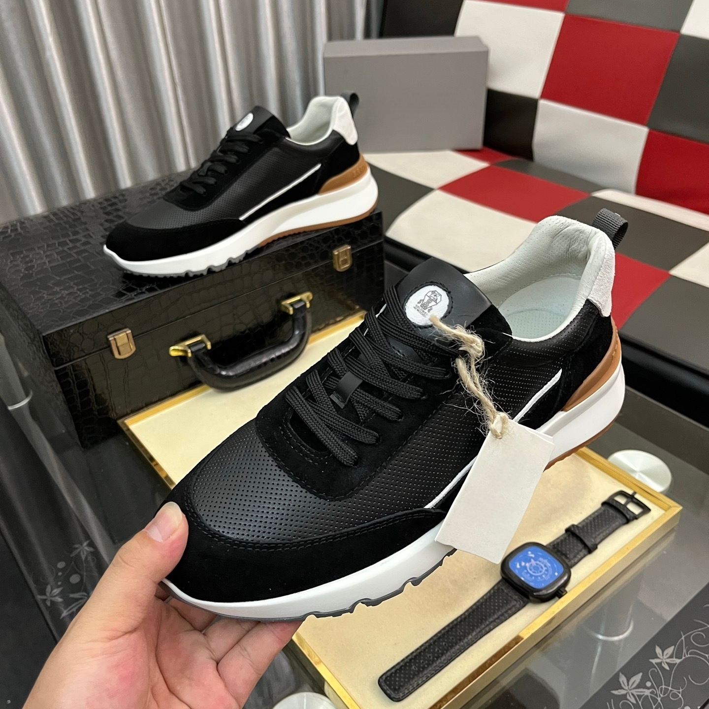 26 Luxury Brand Men's Shoes Handmade Casual Sneakers Jacquard Nylon Fabric with Suede Hiking Cycling Running Shoes Holiday