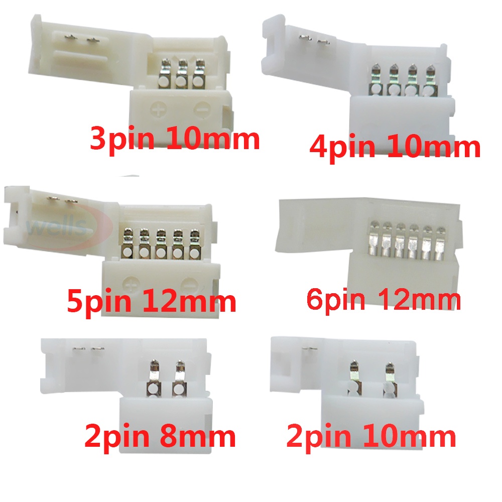 10pcs LED Connector 2pin 3pin 4pin 5pin 6pin Clip for 2835 5050 3528 3014 WS2812b LED Single Color/ RGB RGBW RGBWW Strip Light