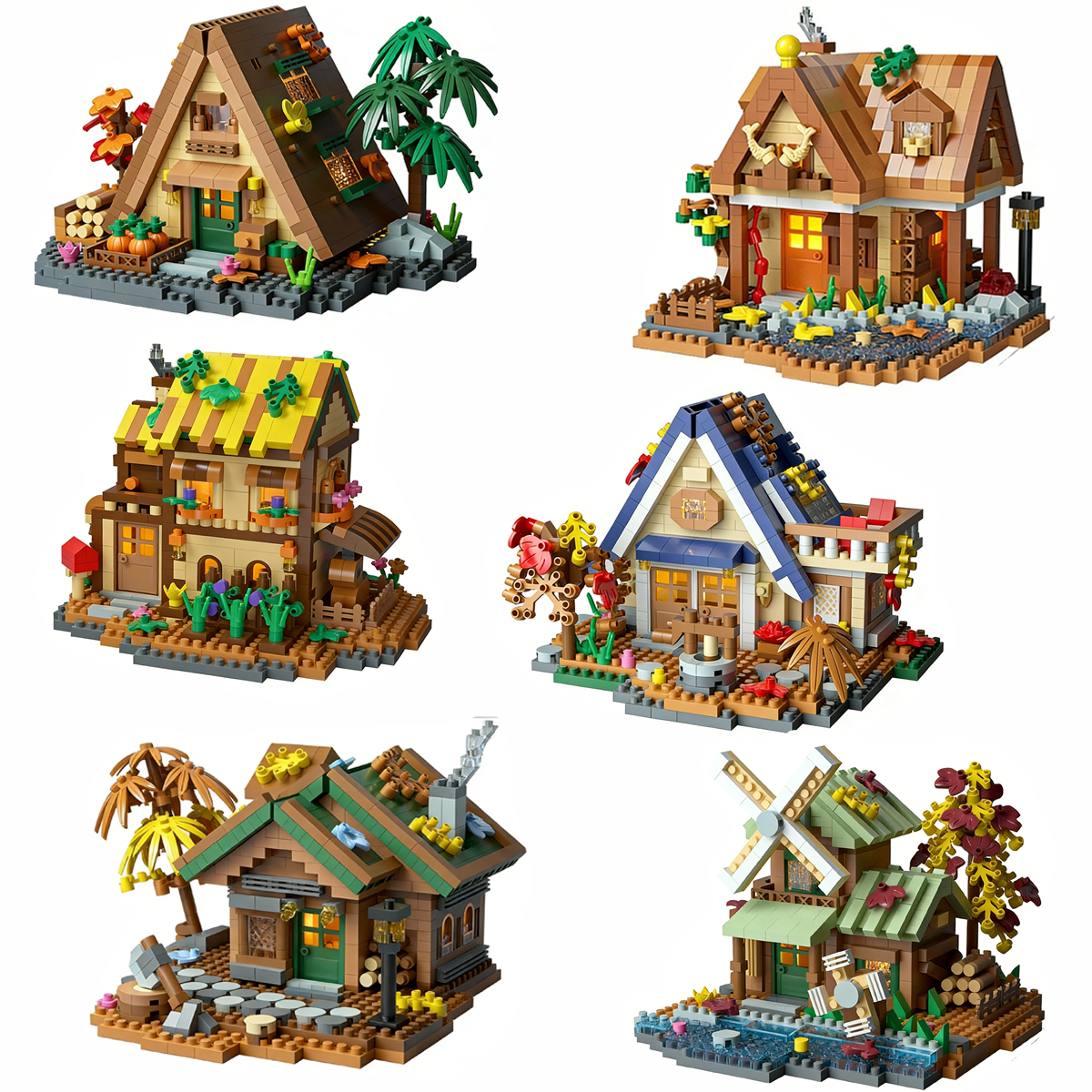 Wooden House Building Blocks Set - Miniature Forest Cabin Model, 3D Puzzle DIY Toy Unique Home Office DeskDecoration &
