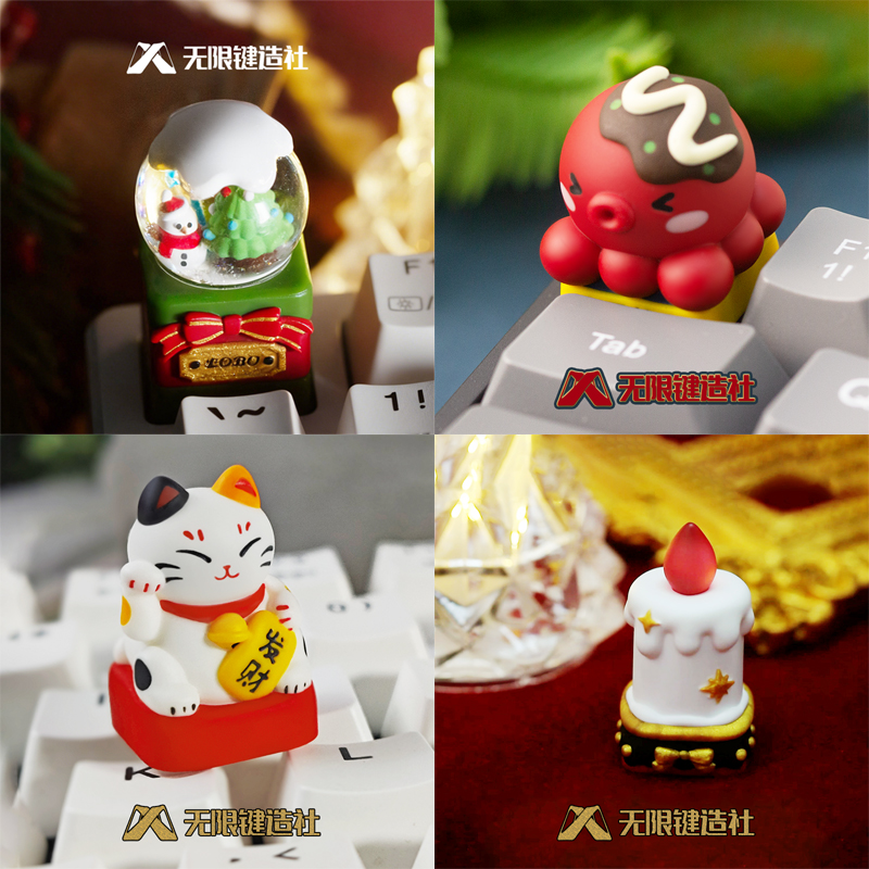 Cute Single Resin Keycap Cartoon Funny Office Worker Keyboard Desk Decor Kawaii Little Bear Esc Key Replacement Christmas Gifts