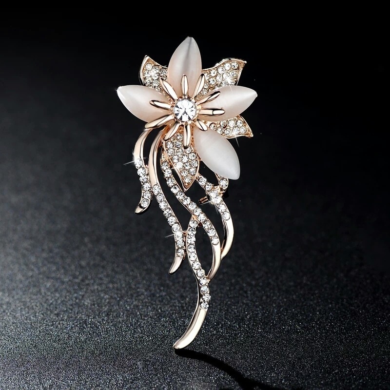 1 Pcs Brooch Rhinestone Flower Brooches For Women Large Brooch Pin Simple Fashion Jewelry Wedding Pin Corsage Accessories