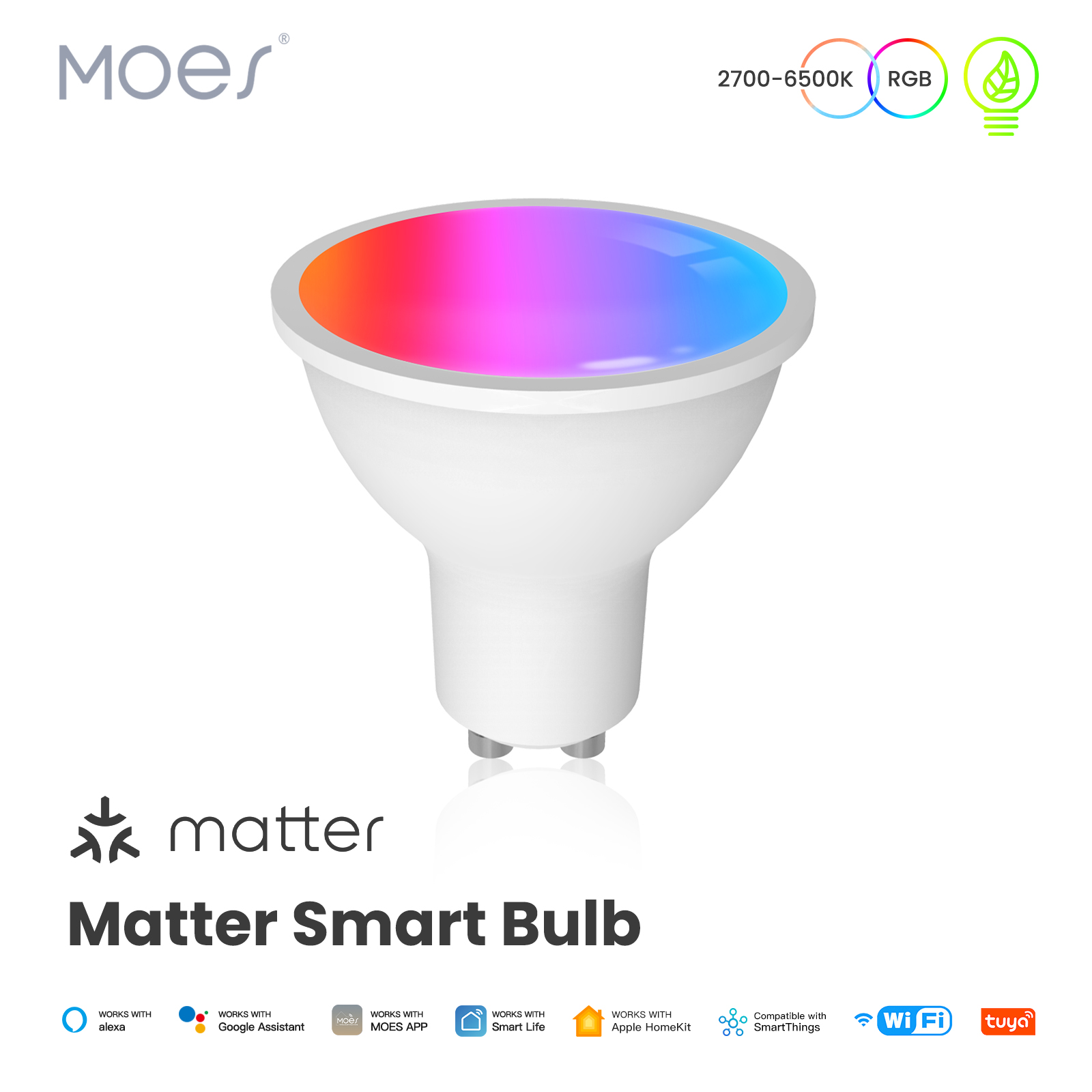 MOES Tuya Matter WiFi Smart Bulb Dimmable Led Light 16 Million RGB Colors E14 Candle Lamp Voice Control Alexa Home lightify